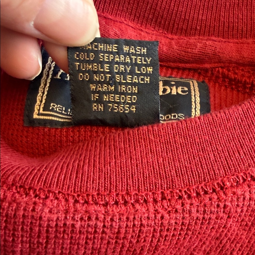 Abercrombie & Fitch muscle Y2K Red Long Sleeve Crewneck waffle knit size S - Picture 6 of 9